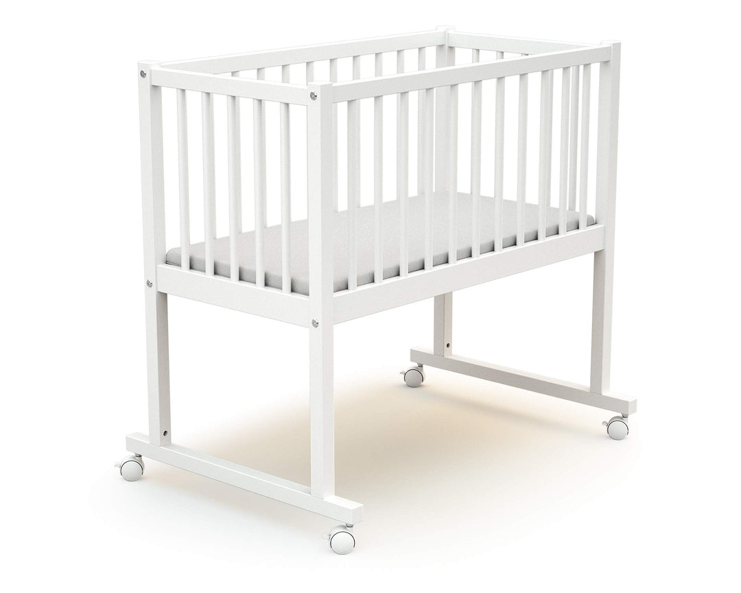 AT4 - Wiege 40x80 ESSENTIEL Weiss| 86 x 58,5 x 80 cm | Matratze inklusive 40x80x5cm | 4 multidirekti