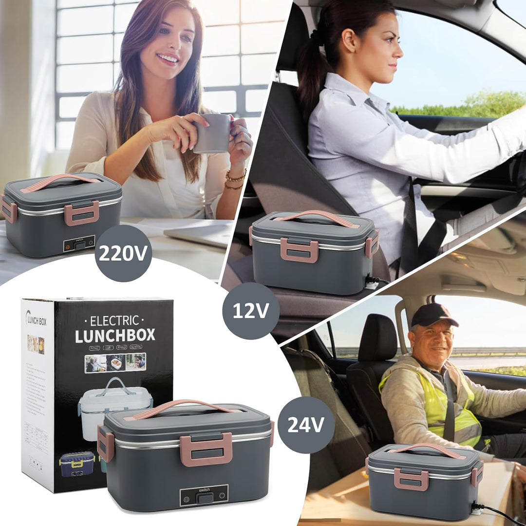 Elektrische Lunchbox 100W, 3-In-1 tragbare beheizte Lunchbox, 1,8L Edelstahl Entnehmbare brotdose, 1