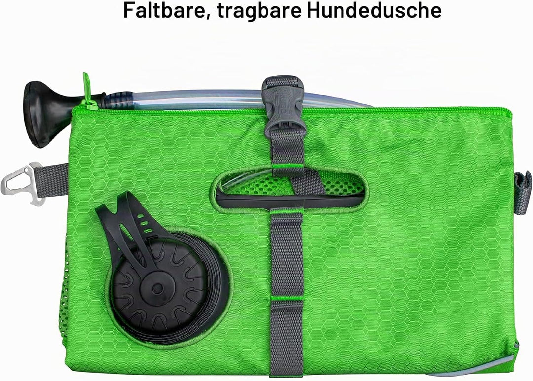 Kurgo Hunde-Dusche für unterwegs, Tragbarer Wassertank mit Duschkopf, Zum Waschen von schlammigen Pf