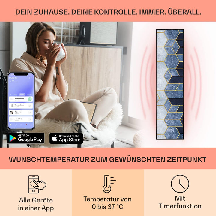 Klarstein Infrarotheizung mit Thermostat, 350W Elektroheizung, Smart Home Bild-Infrarotheizung zur W