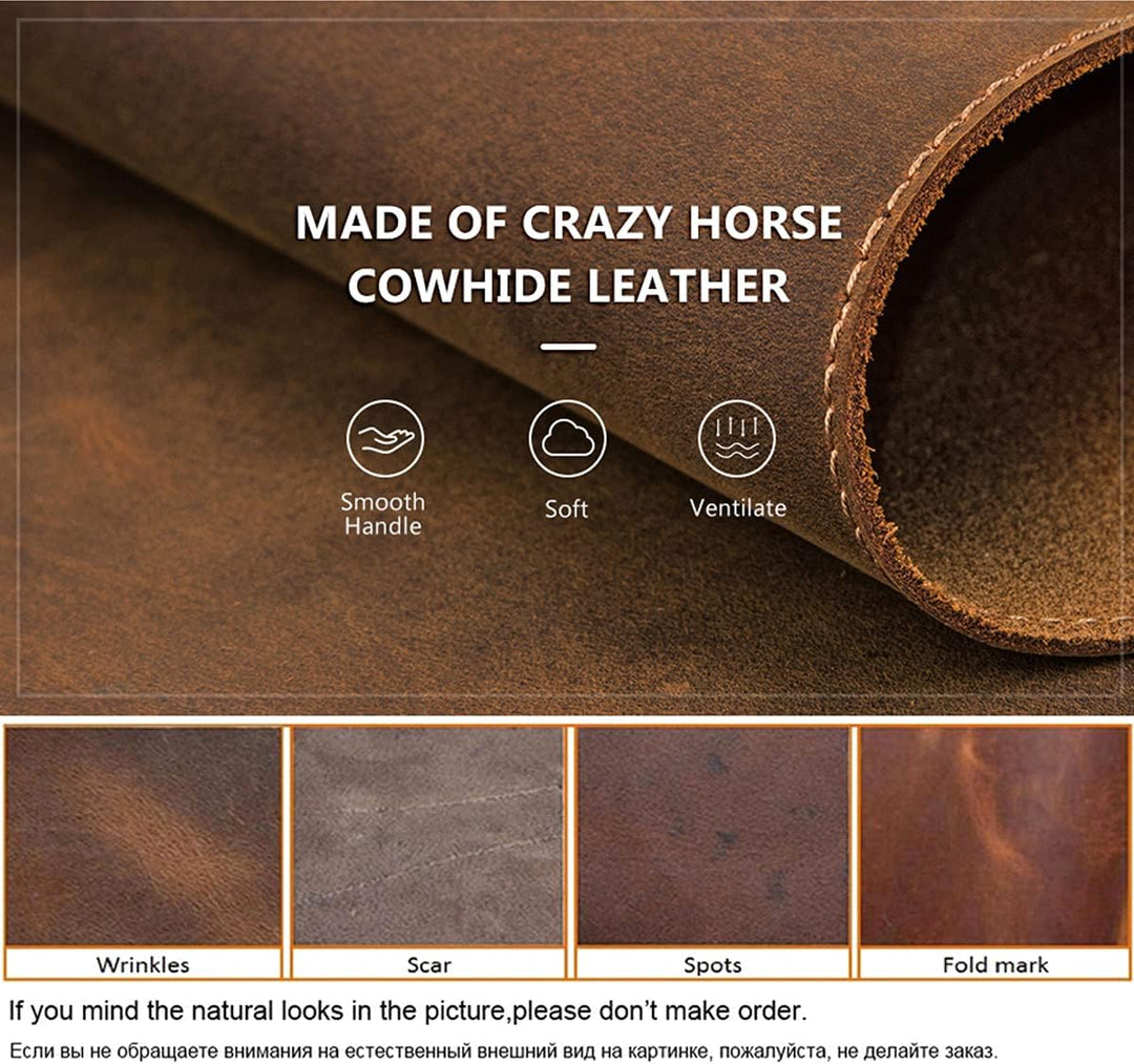 Hiram Schreibtischunterlage aus echtem Leder, gross, wasserdicht, 80 x 40 cm, Tischabdeckung für PC