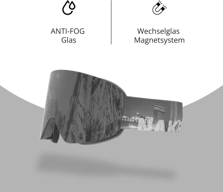 NAKED Optics The TROOP EVO Skibrille Männer, Ski Brille Frauen, Snowboardbrille, Skibrille mit Wechs