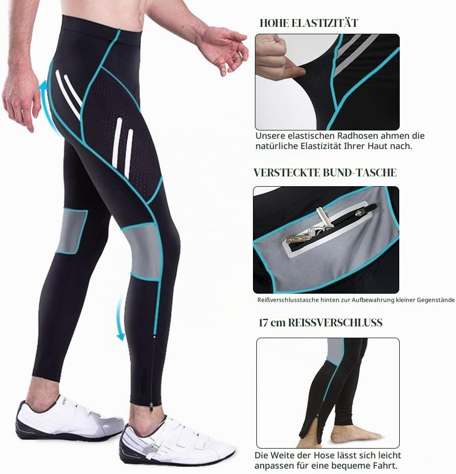 MEETWEE Herren Radlerhose Lange Fahrradhose, Kompression Radhose Leggings Radsport Hose für Männer E