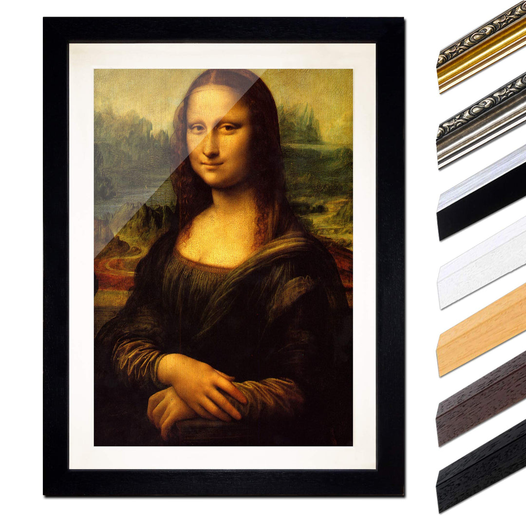 Bild mit Rahmen - Leonardo da Vinci Mona Lisa 40x60 cm ca. A2 - Gerahmter Kunstdruck inkl. Galerie P