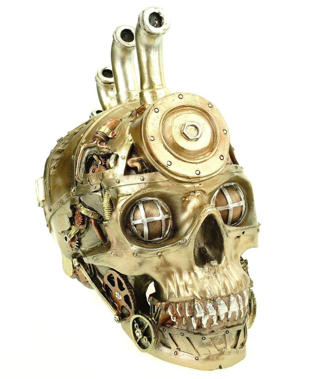 Vogler 839-1396 Totenschädel Steampunkschädel U-Boat mit 3 Periscopen messingfarben 21 cm Totenkopf