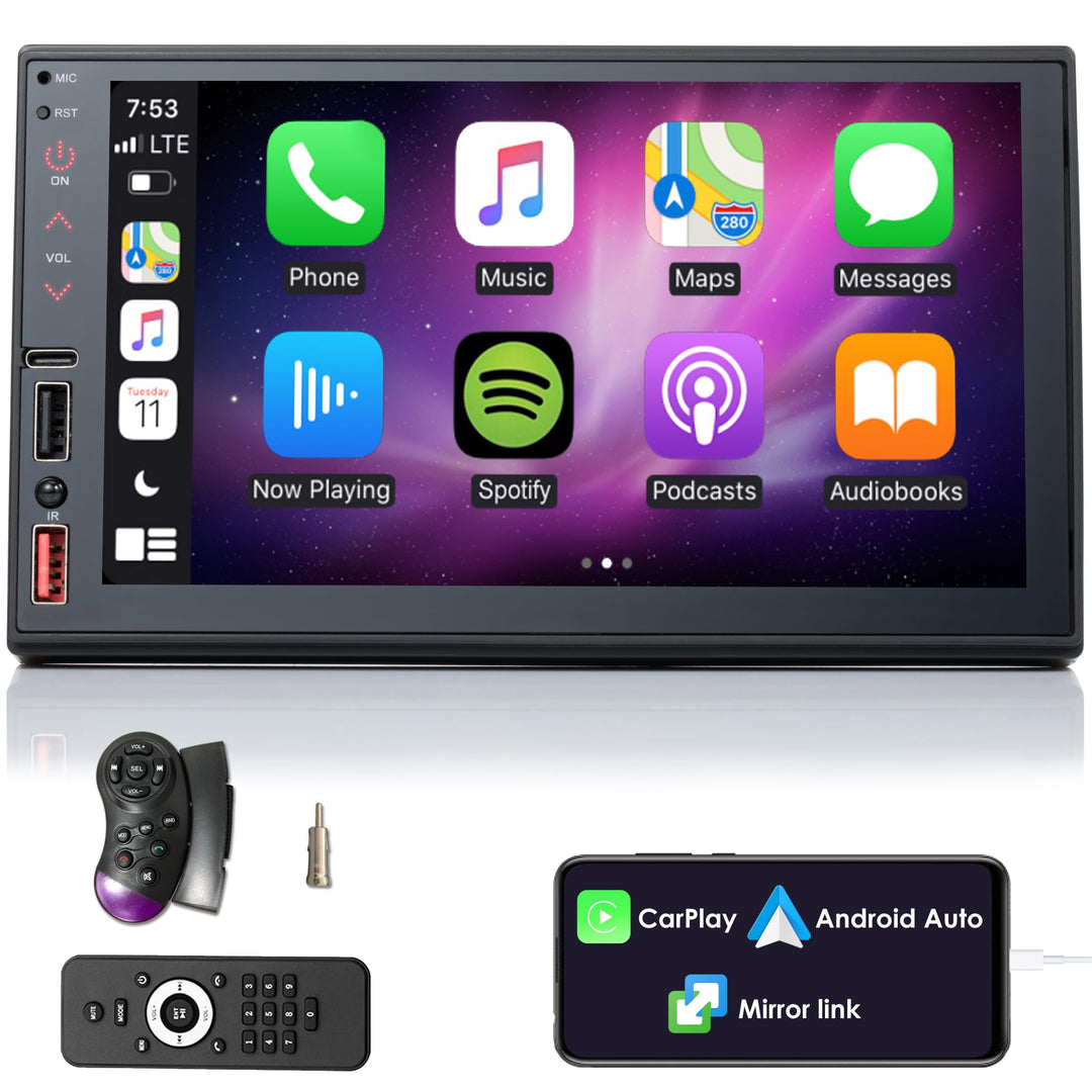 Doppel Din Autoradio mit Wireless CarPlay & Wireless Android Auto, Autoradio Bluetooth, Autoradio mi