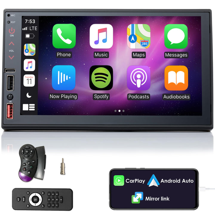 Doppel Din Autoradio mit Wireless CarPlay & Wireless Android Auto, Autoradio Bluetooth, Autoradio mi