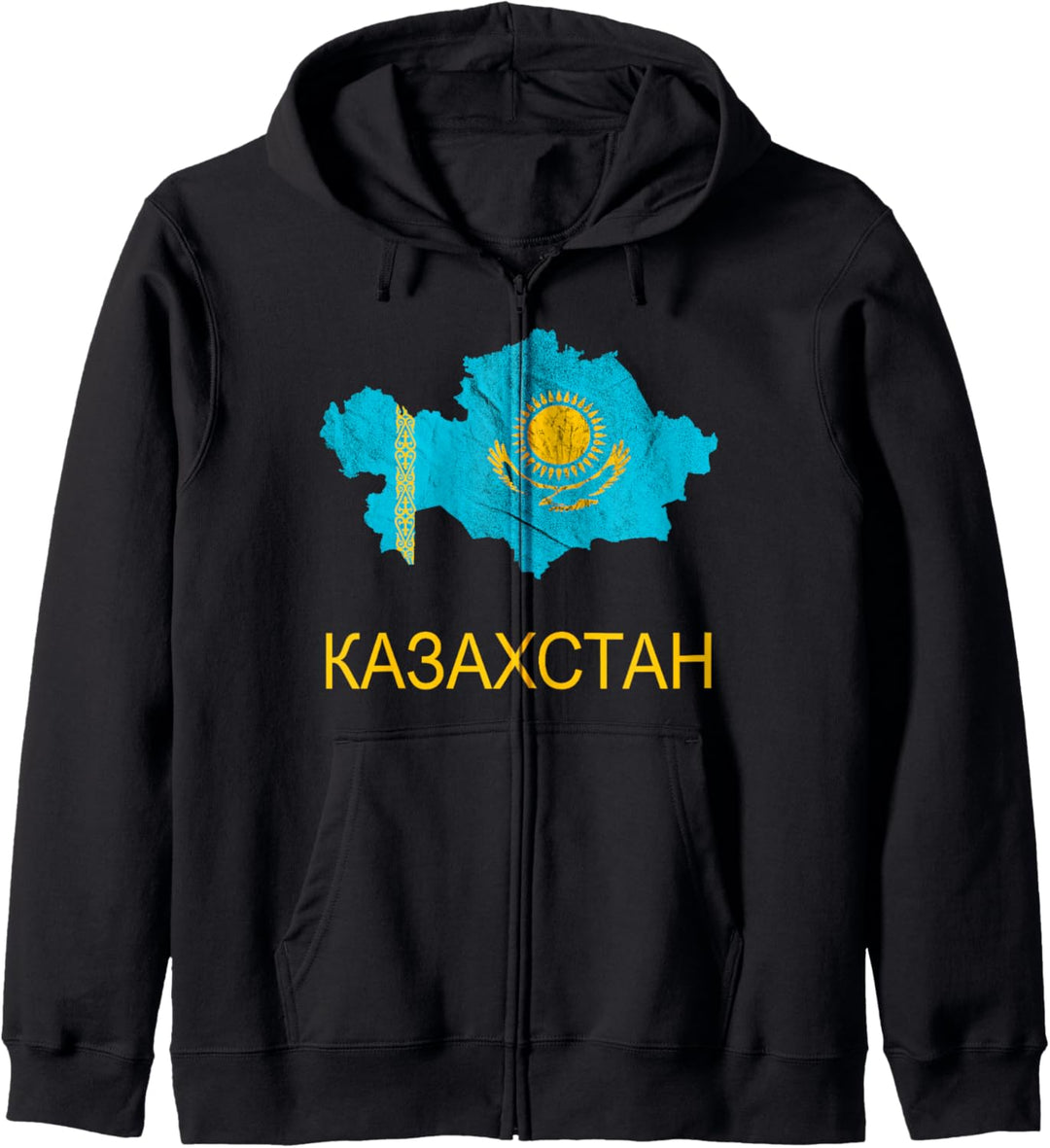 Kasachstan Karte Umriss Kazak Kasachische Flagge Kasache Kapuzenjacke
