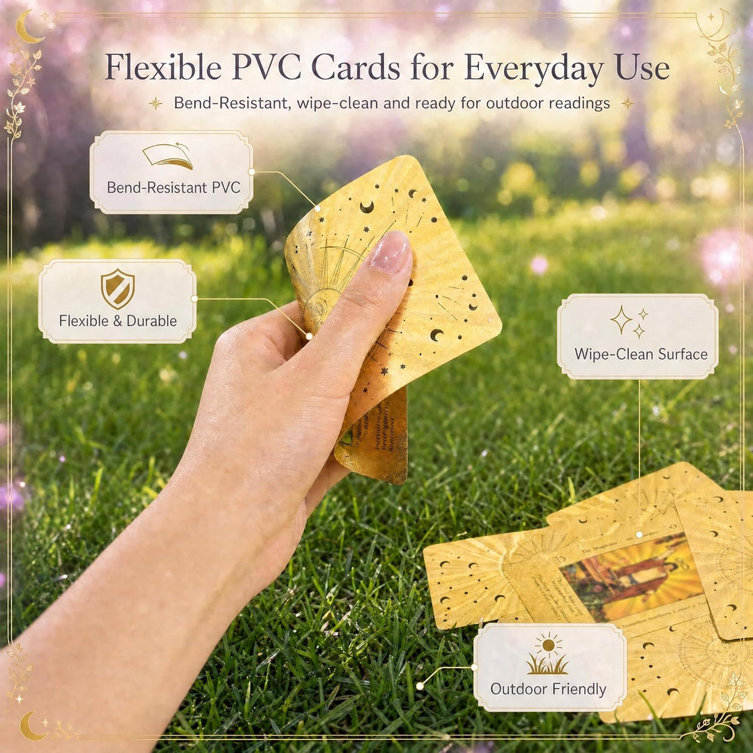 YIMINGOUFEI Englisches Waite-Tarot-Deck mit Goldfolie, 78 Karten mit Anleitung, wasserdichtes PVC-De