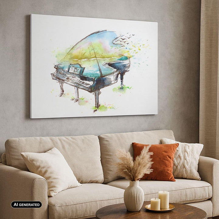 Bilder auf Leinwand 100x70cm Leinwandbild Klavier Natur Musik Eleganz Gross Wanddeko Bild Schlafzimm