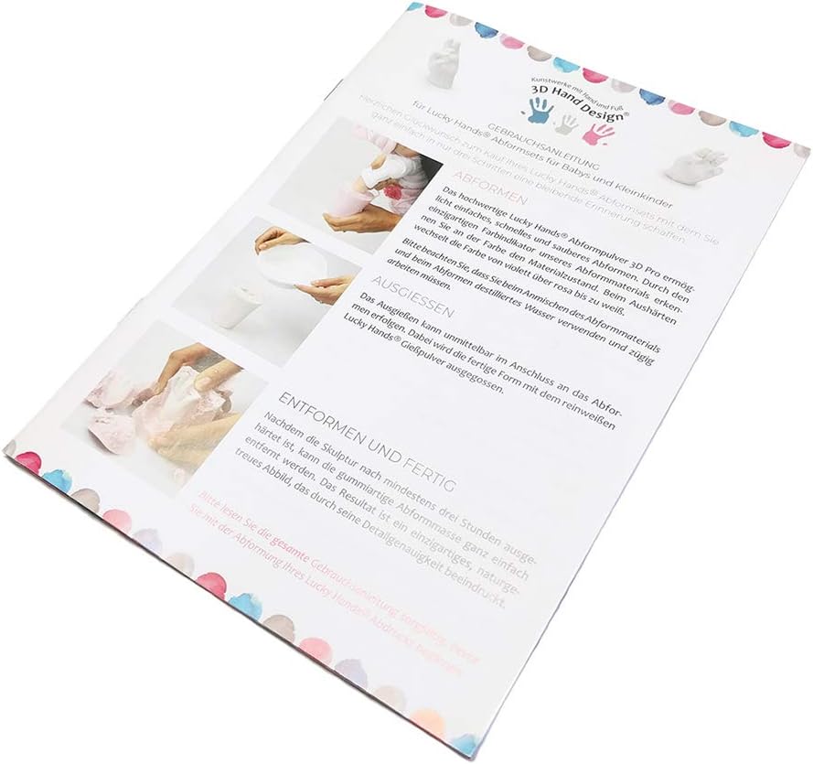 Lucky Hands® Baby Hand & Fuss Gipsabdruck | 0–12 Monate | max. 7 Abdrücke | 450g Abformpulver + 600g