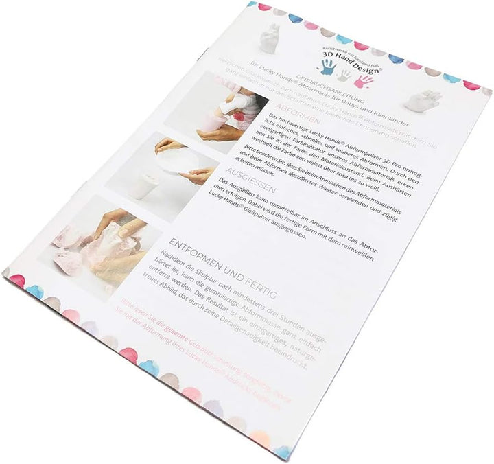 Lucky Hands® Baby Hand & Fuss Gipsabdruck | 0–12 Monate | max. 7 Abdrücke | 450g Abformpulver + 600g