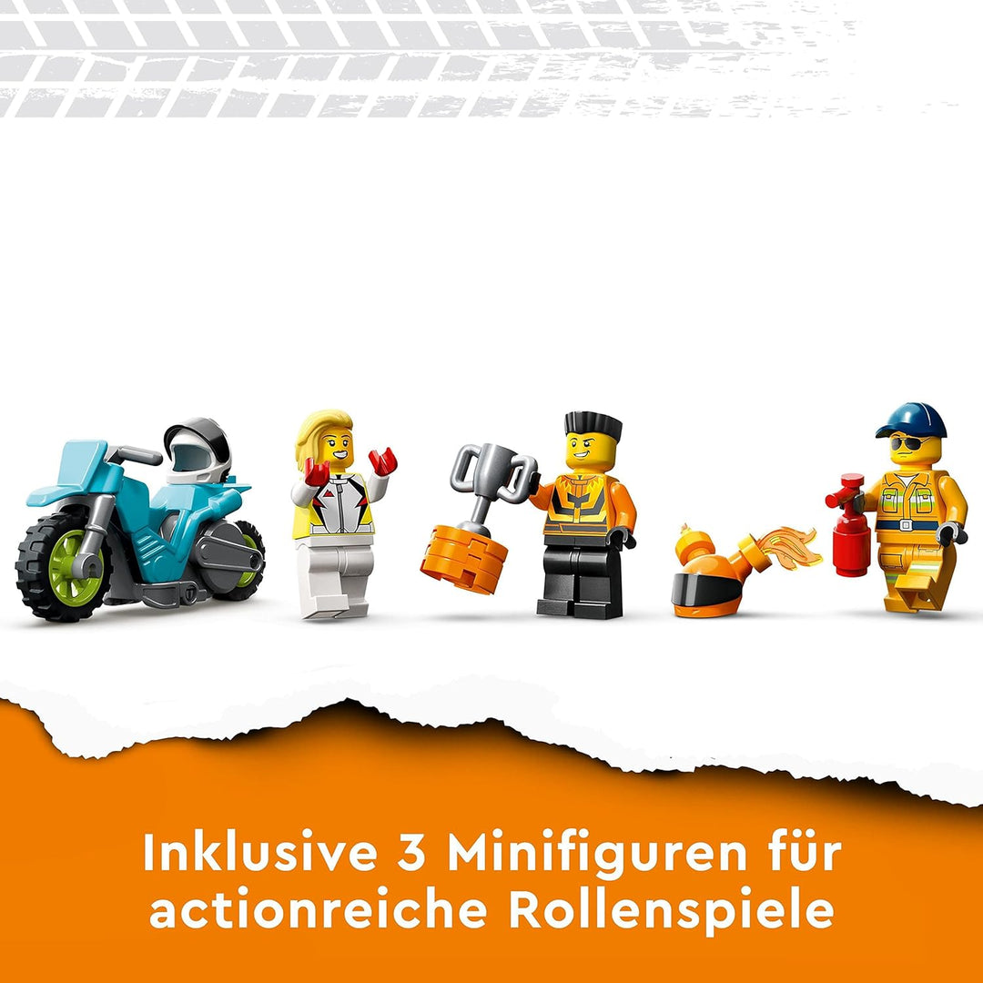 LEGO 60357 City Stuntz Stunttruck mit Feuerreifen-Challenge, mit schwungradbetriebenem Motorradspiel