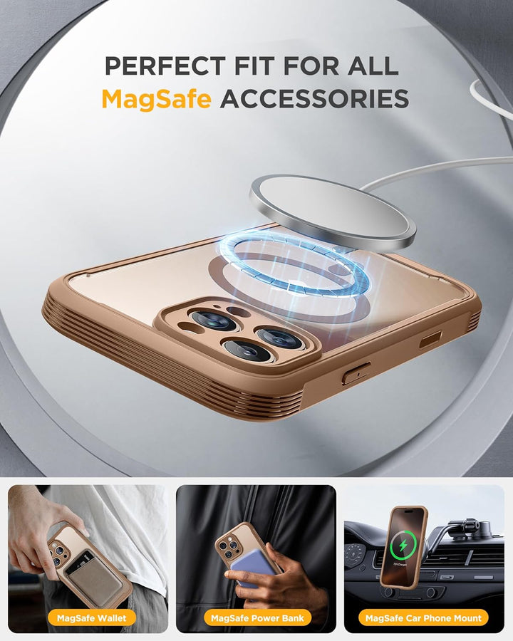 Miracase 360 Grad für iPhone 16 Pro Max Hülle mit Magsafe, Eingebaut Glas Schutzfolie, Komplettschut