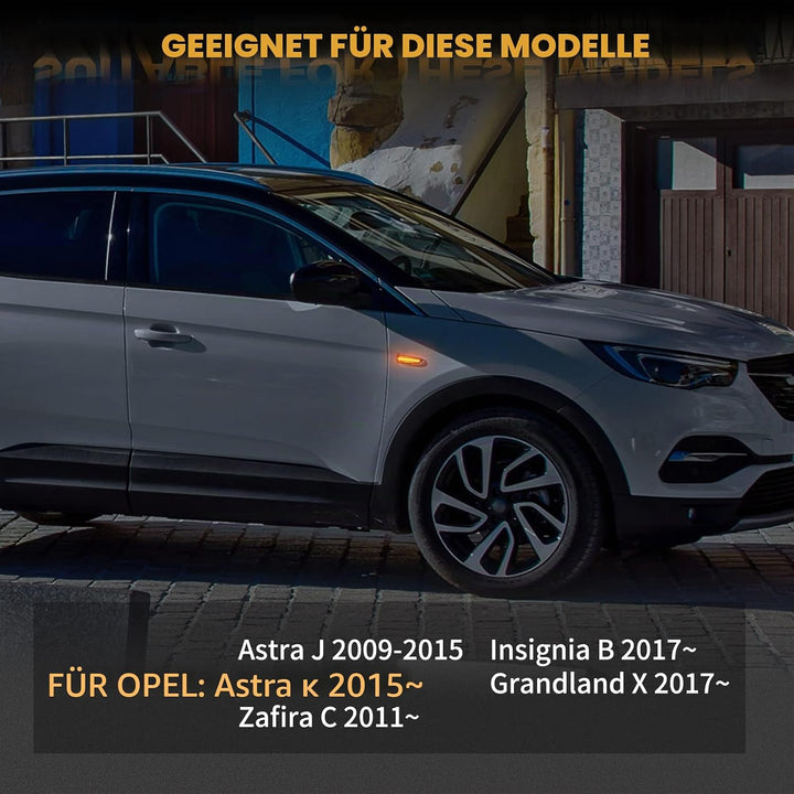 OZ-LAMPE LED Blinker für O-Pel Astra K Astra J Zafira C Insignia B Grandland X, LED Seitenblinker 2