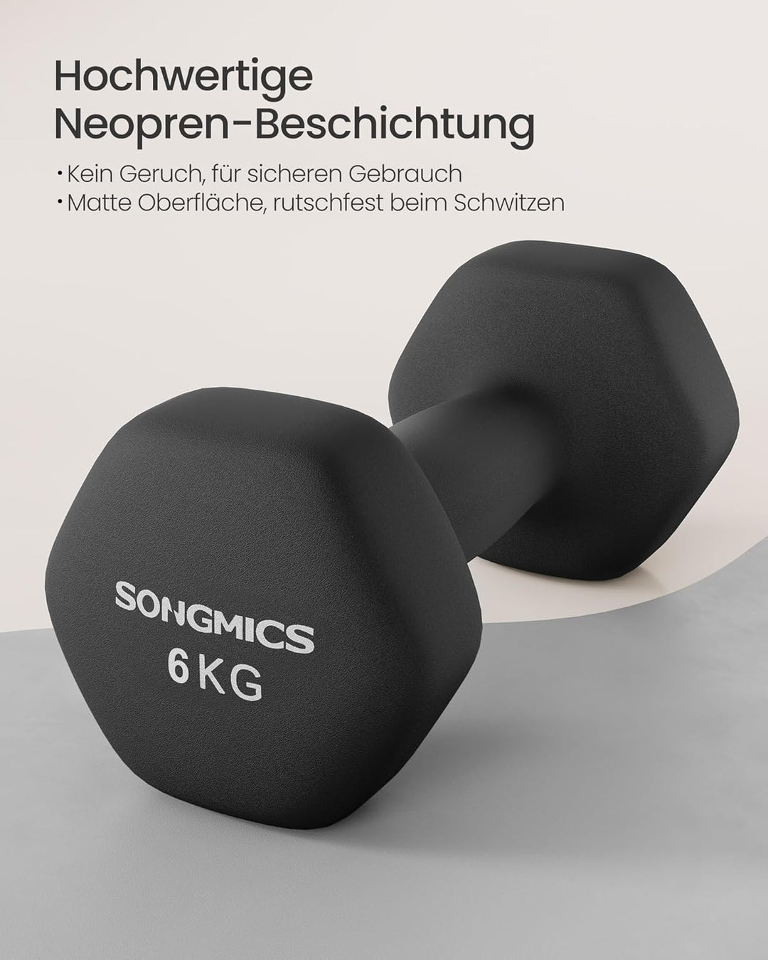SONGMICS 2 Stück Hexagon Hanteln mit Neoprenbeschichtung für Krafttraining, Fitness, Zuhause 2 x 6 k