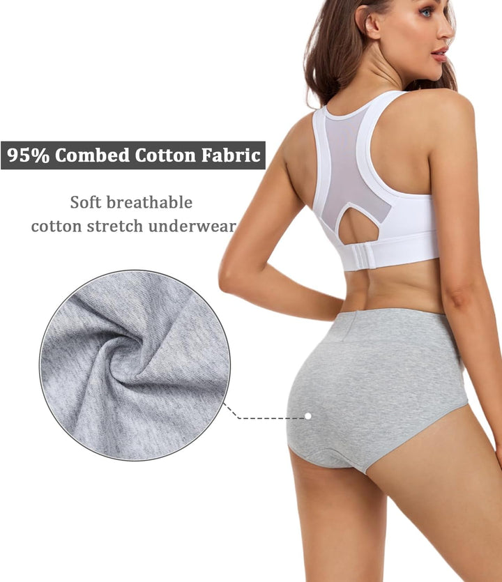 wirarpa Damen Unterhosen Baumwolle Unterwäsche Hohe Taille Slips Hoher Taillenslip für Frauen 5er Pa