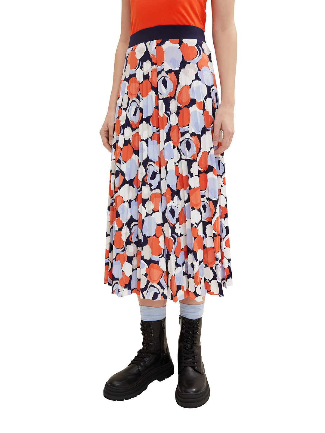 TOM TAILOR Damen Plissee Rock 46 31116 - Navy Flower Design, 46 31116 - Navy Flower Design