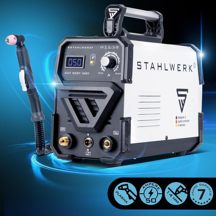 STAHLWERK CUT 50 ST IGBT Plasmaschneider mit 50 Ampere, bis 14mm Schneidleistung, für Lackierte Blec
