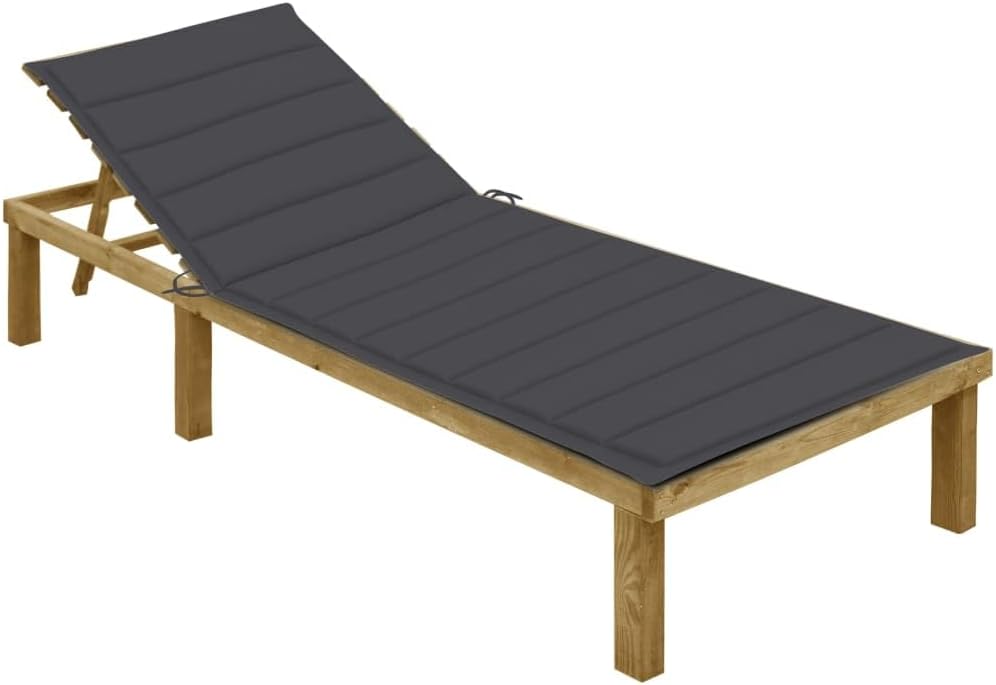 vidaXL Kiefernholz Imprägniert Sonnenliege mit Anthrazit Auflage Gartenliege Relaxliege Holzliege Li
