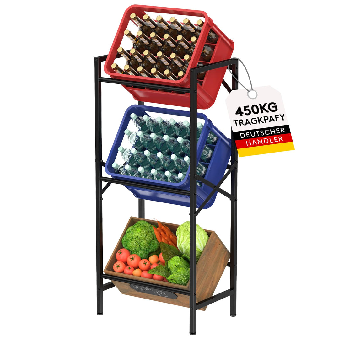 Lifewit Getränkekistenregal 3 Kisten hoch, Stabiles Kistenregal Metall trag. 450 kg, platzsparendes