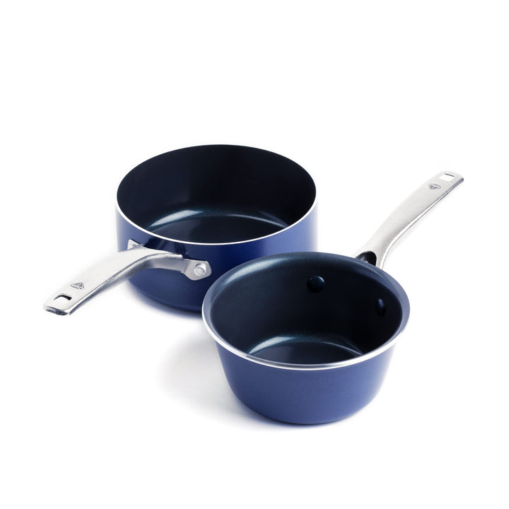 Blue Diamond Cookware Diamantstruktur Keramik Antihaft, 15cm / 1,1 L und 18 cm / 1,9 L Stielkasserol