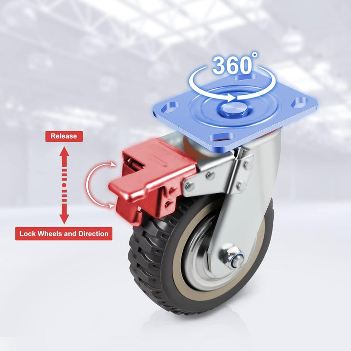 AMIGOB Schwerlastrollen, Ø150mm Transportrollen - 4x Lenkrollen mit Bremse, Möbelrollen für Schweiss
