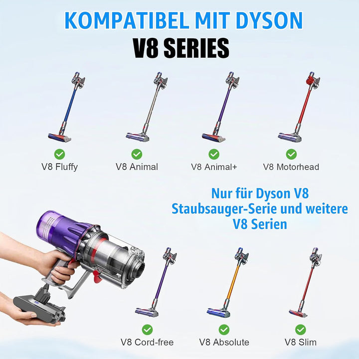 6000mAh Ersatzakku für Dyson V8 Akku, Gripkankg Akku für Dyson V8 Absolute Animal Extra Slim Fluffy