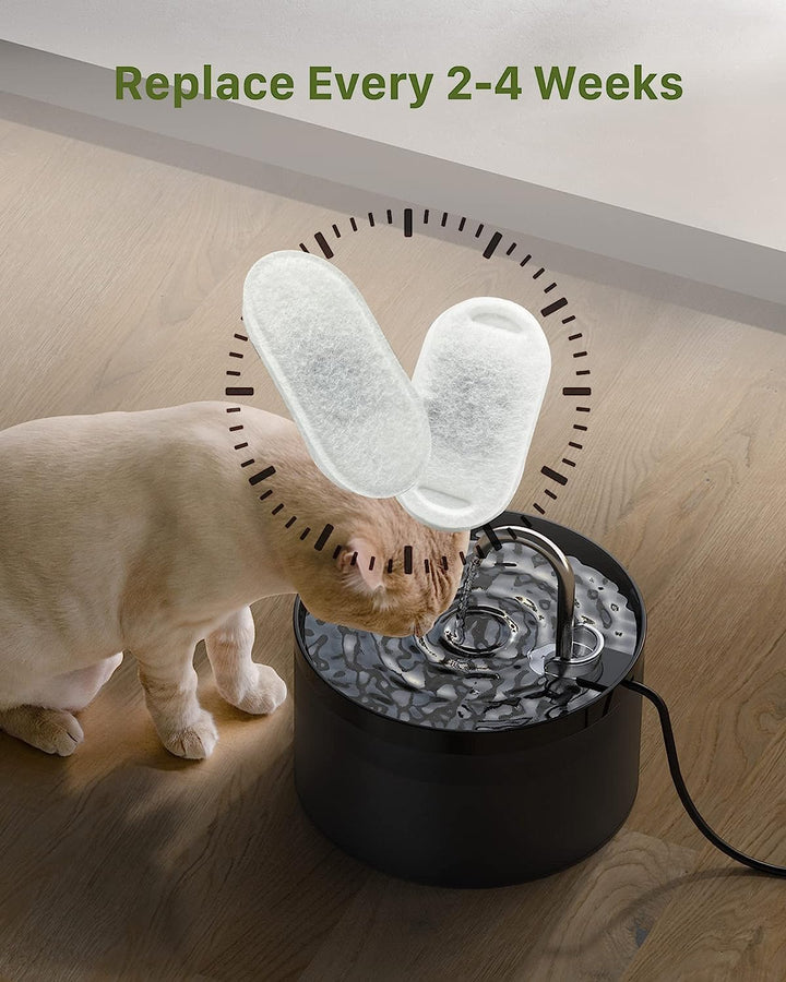 GIOTOHUN Filter für Katzenbrunnen, 12 Stück Filter + 12 Stück Schaumstofffilter für Trinkbrunnen für