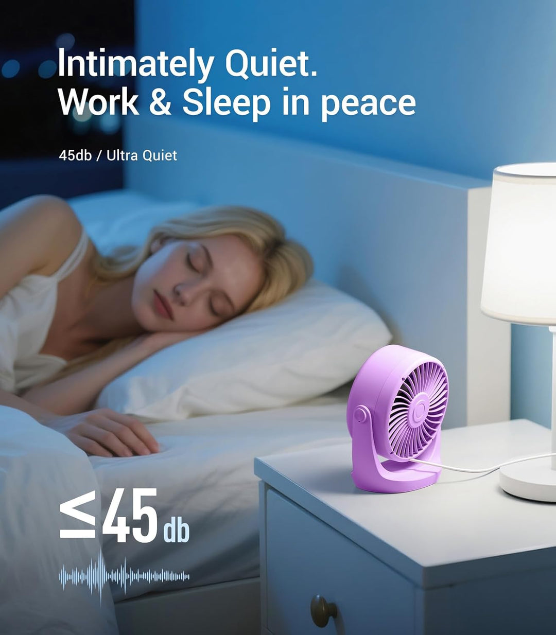 Diveblues USB Turbo Tischventilator, Ultra-Leiser Mini Ventilator, Leistungsstarker Wind, LED-Displa