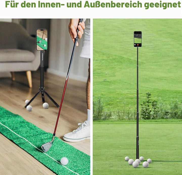 PrecisionMaster Golf Stativ Einbeinstativ, Magnetischer Golf-Filmstab, 135cm Verstellbares Aluminium