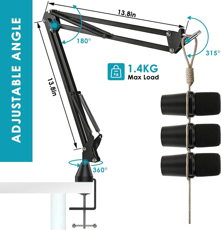 YOUSHARES MV7 Mikrofon Arm mit Popschutz, Mikrofonständer mit Mikrofon Pop Kompatibel mit Shure MV7