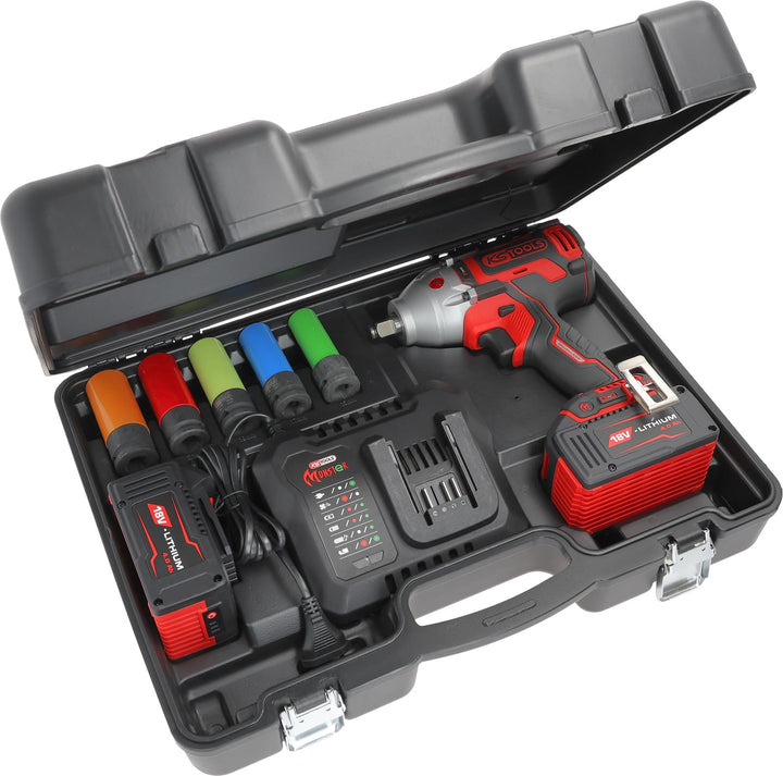 KS Tools 515.6100 eMONSTER 1/2“ Brushless-Akku-Schlag-Schrauber-Satz, 9-tlg