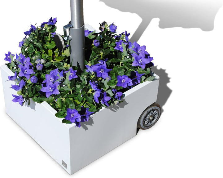 XXD Flowerpower bepflanzbarer Sonnenschirmständer Schirmständer mit Rollen (Weiss), Weiß