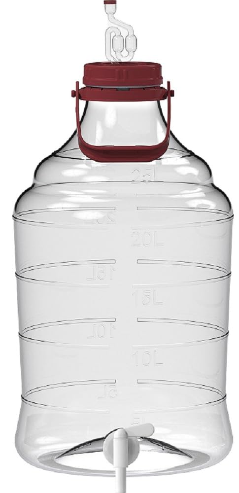 lilawelt24 25 L Gärballon+ Hahn Weinballon Gärbehälter Flasche Weithalsballon Gummistopfen