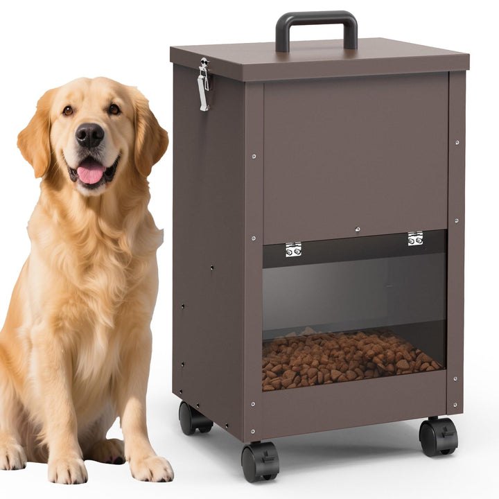 Galvanisierter Automatischer HundefüTterer GrossEr Rasse 45lbs Hundefutter-Spender Mit RäDern FüR Gr
