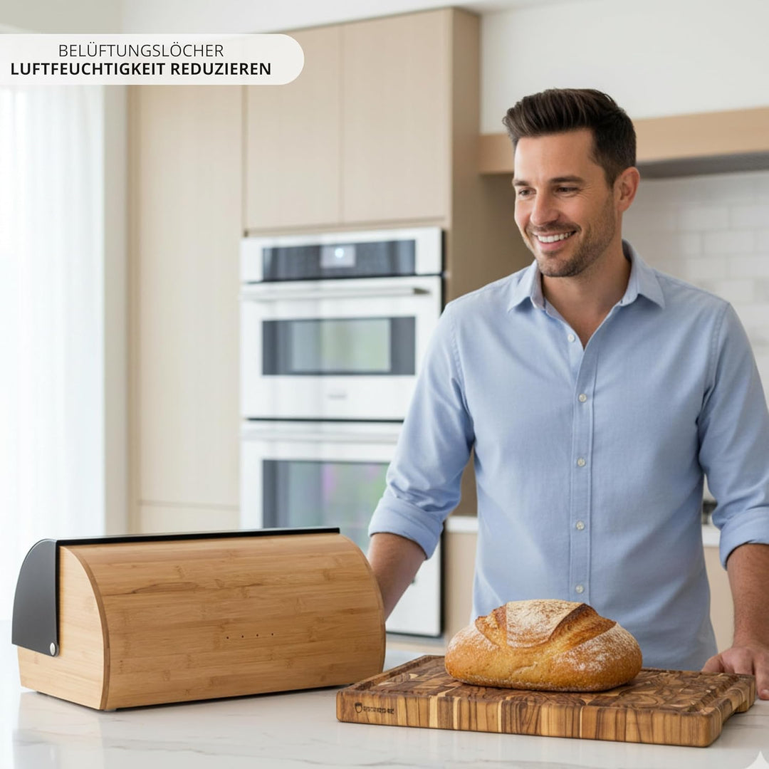 Erreke Brotkasten, Frisches Brot für längere Zeit, Bewahrt das Aroma, Brotkasten Schwarz, Brotbehält