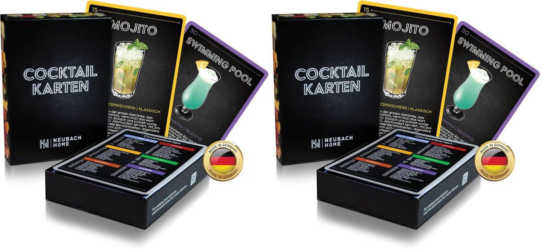 Cocktail Karten - 50 Rezepte im Set inkl. Erklärung und Videos - Bar Zubehör - Party Deko - Geschenk