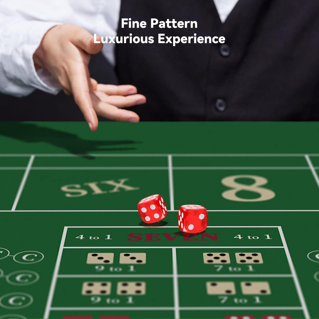 YUZPKRSI 177,8 x 88,9 cm tragbare, professionelle Casino-Craps-Tisch-Layout-Matte mit Tragetasche, r