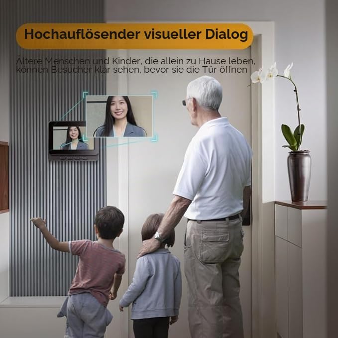 TKMARS Kamera Klingel Haustür Videoklingel Türklingel mit Kamera Kabellos 2.4G Drahtlose Bluetooth-V