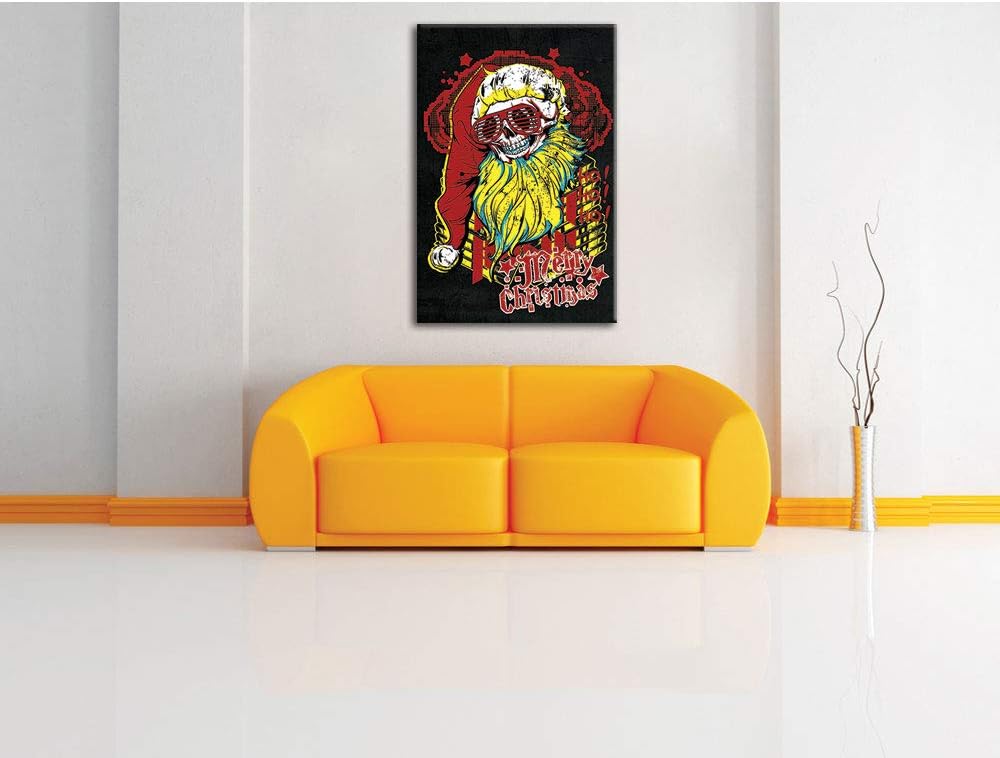 Dark Dead Santa black Leinwandbild Bild auf Leinwand, XXL riesige Bilder fertig gerahmt mit Keilrahm