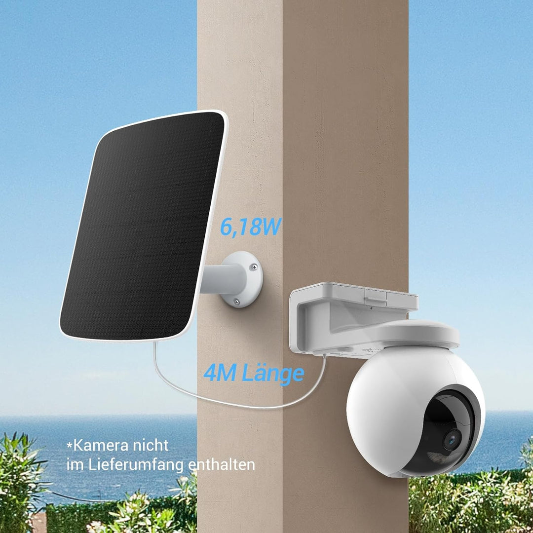 EZVIZ 6W Solarpanel mit Typ-C-Anschluss, Stromversorgung für Überwachungskamera Akku Solar, Wasserdi