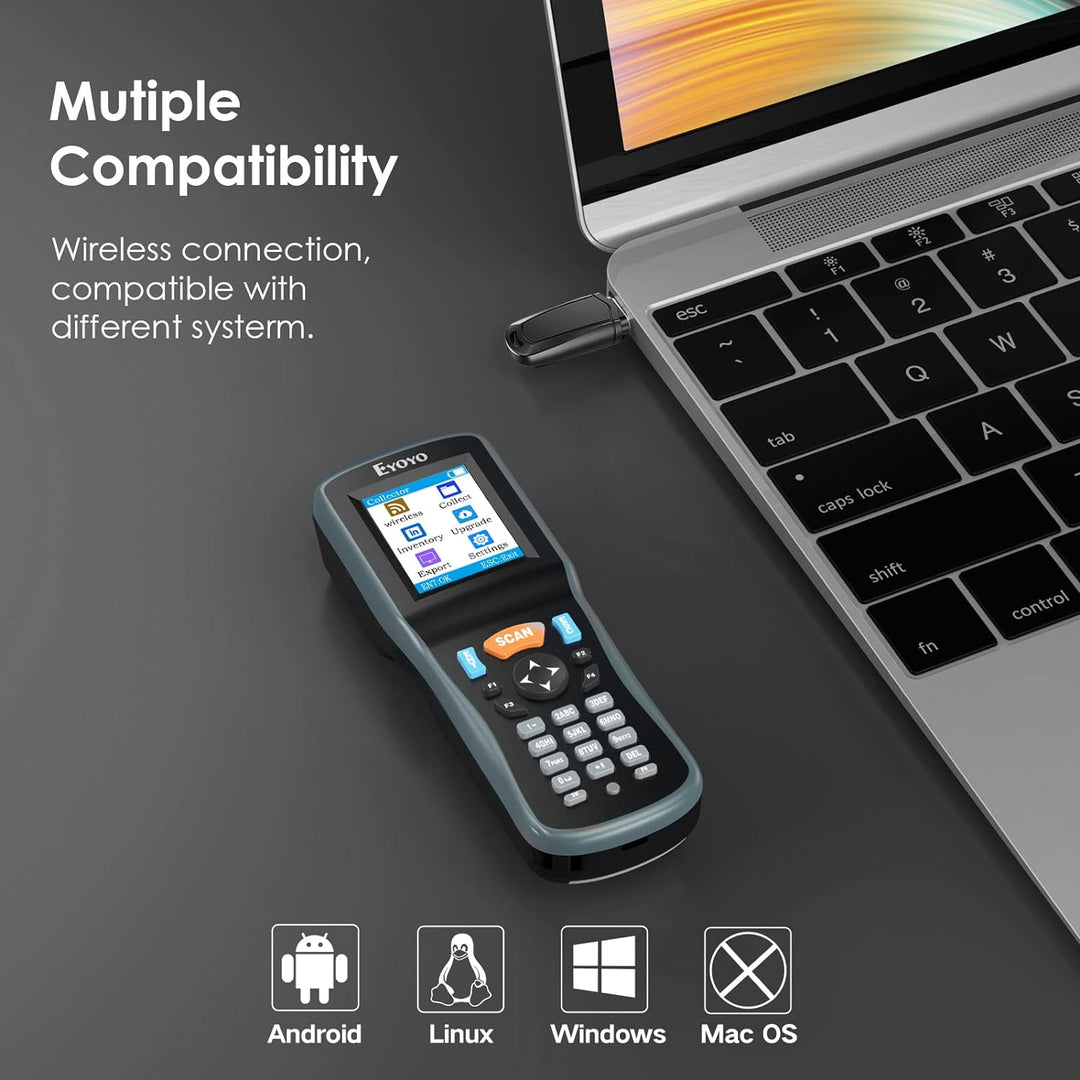 Eyoyo 2D Inventar Scanner Datensammler, tragbarer QR 1D Wireless Barcode Scanner, Handheld Data Term