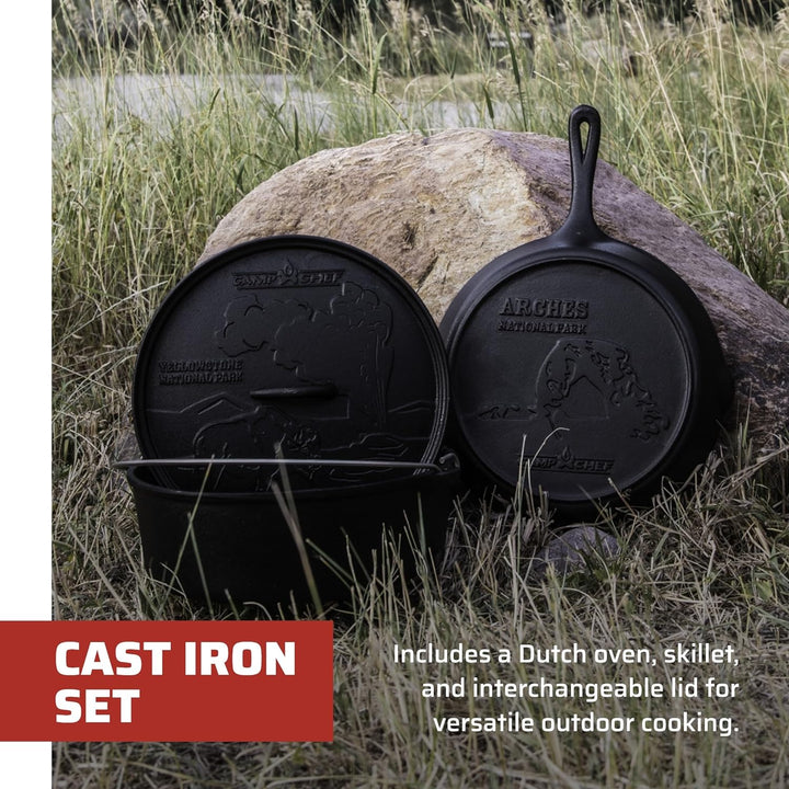 Camp Chef - National Parks Gusseisen-Set (30,5 cm Dutch Oven, 30,5 cm Bratpfanne und Deckel)