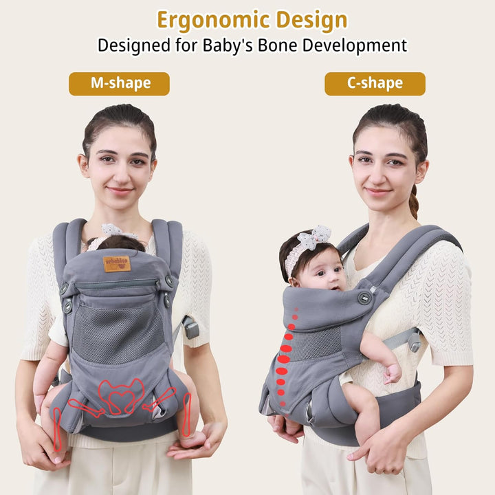 Babytrage für Neugeborene ab Geburt, Weich Atmungsaktiv Babytrage mit verstellbarem Hüftgurt Schulte