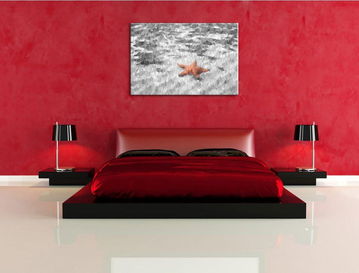 schöner Seestern im klaren Wasser schwarz/weiss Deluxe Format: 100x70 cm auf Leinwand, XXL riesige B