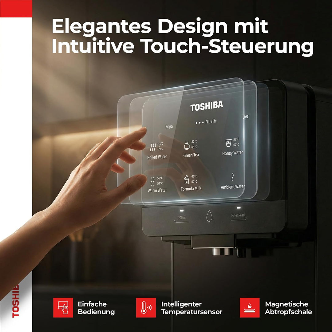 Toshiba Osmoseanlage, Wasserfilter Trinkwasser, Auftisch, Keine Installation, Heisswasserspender, Um