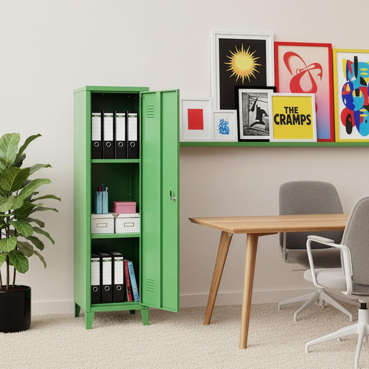 [en.casa] Einzelspind Kurikka Metallspind mit 2 Ablagen 137 x 38 x 38 cm abschliessbar Schliessfachs