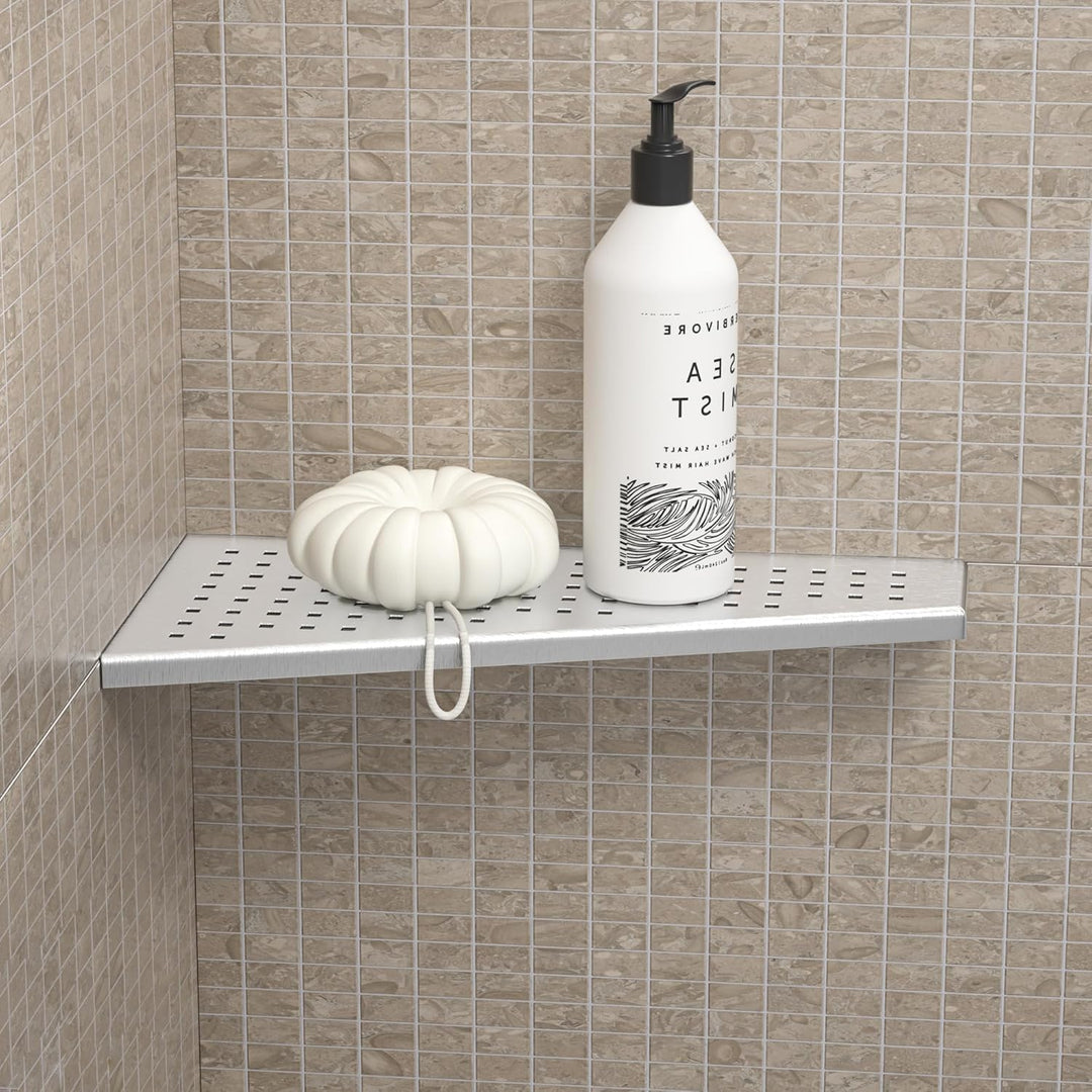 Eckablage Duschablage 304 Edelstahl ohne Bohren für Badezimmer Shampoo Halter Organizer Trapezförmig