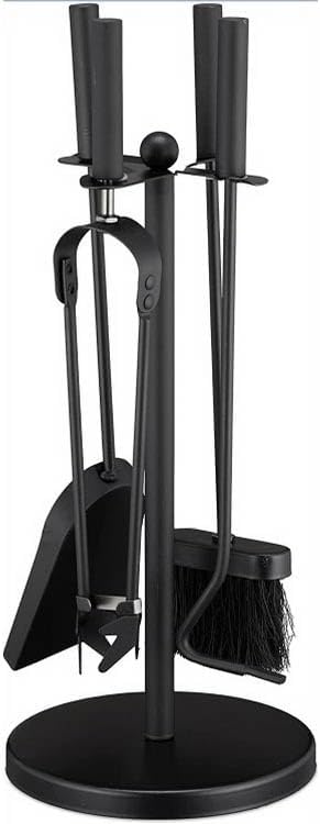 Kingson Kaminbesteck 5-teilig schwarz - Ø 20 x 48 cm - Kaminofen Zubehör - Komplettes Kaminbesteck f